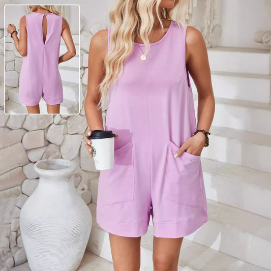 Women Sleeveless Shorts Jumpsuit With Pockets Fashion Beach Pants Summer Clothing | Luxury Home Accessories | Heulog Glow