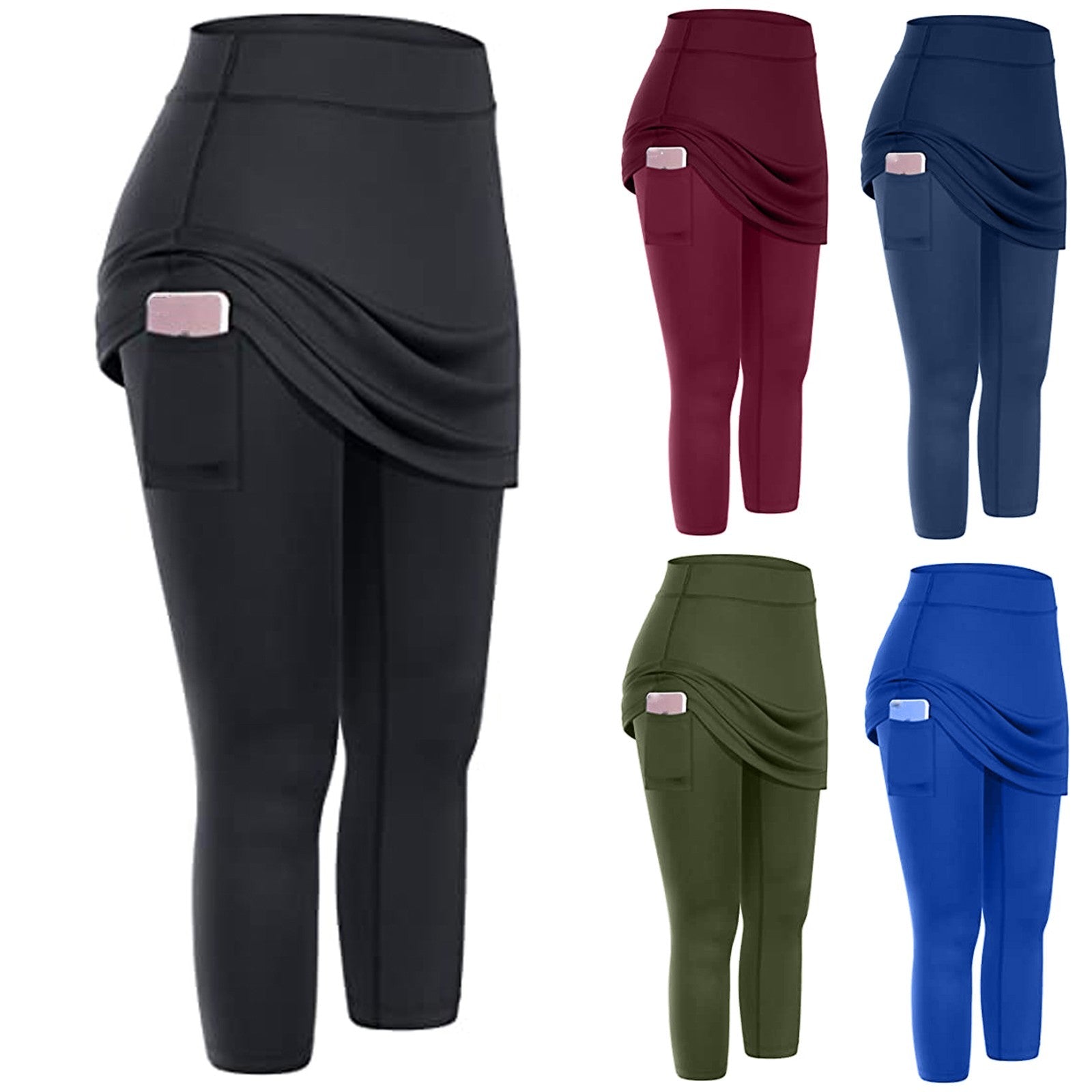 Women Tennis Skirted Leggings Pockets Elastic Sports Yoga Capris Skirts Legging | Luxury Home Accessories | Heulog Glow