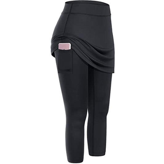Women Tennis Skirted Leggings Pockets Elastic Sports Yoga Capris Skirts Legging | Luxury Home Accessories | Heulog Glow
