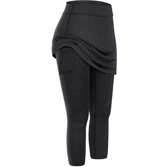 Women Tennis Skirted Leggings Pockets Elastic Sports Yoga Capris Skirts Legging | Luxury Home Accessories | Heulog Glow
