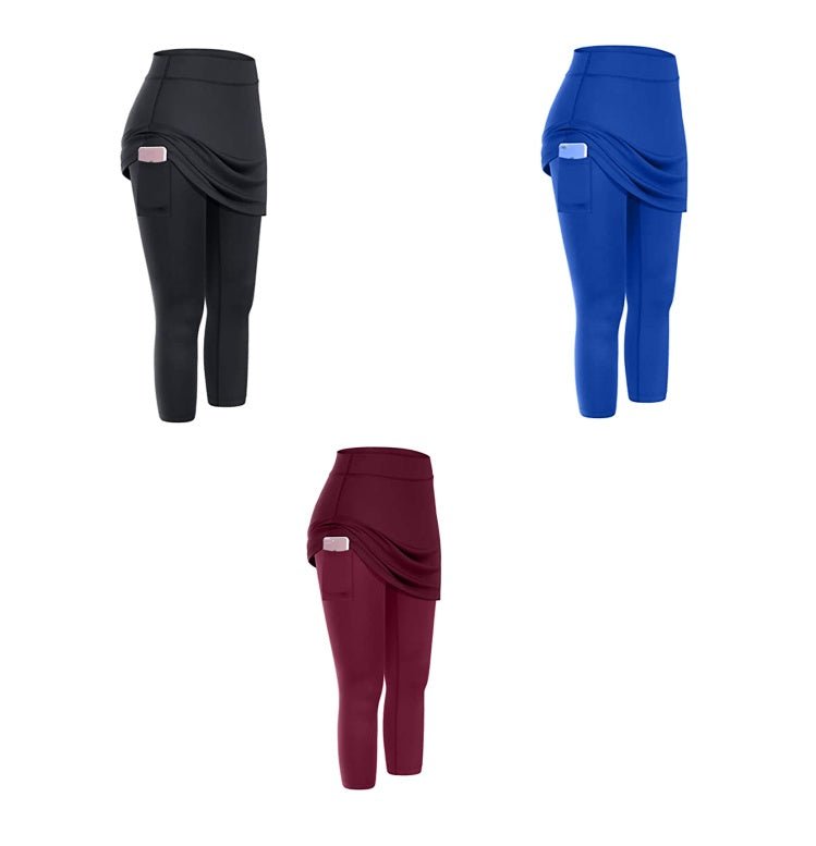 Women Tennis Skirted Leggings Pockets Elastic Sports Yoga Capris Skirts Legging | Luxury Home Accessories | Heulog Glow