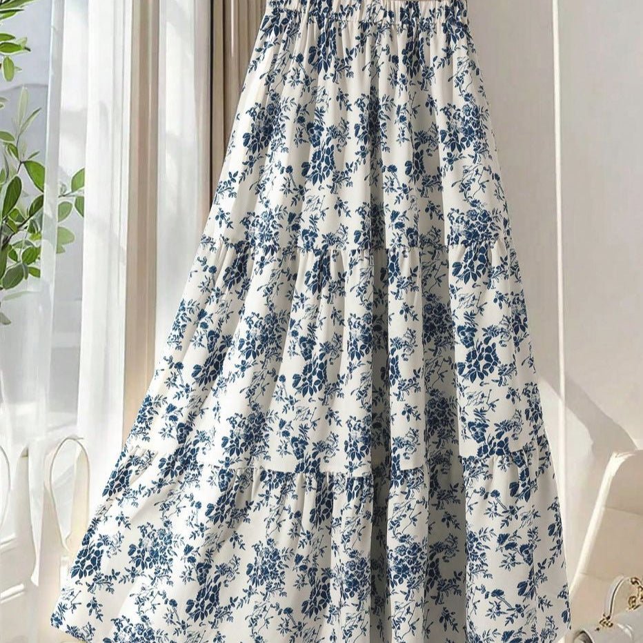 Women's Casual High-Waisted Printed Flared Skirt | Luxury Home Accessories | Heulog Glow