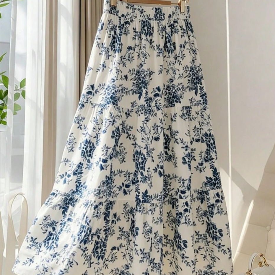 Women's Casual High-Waisted Printed Flared Skirt | Luxury Home Accessories | Heulog Glow