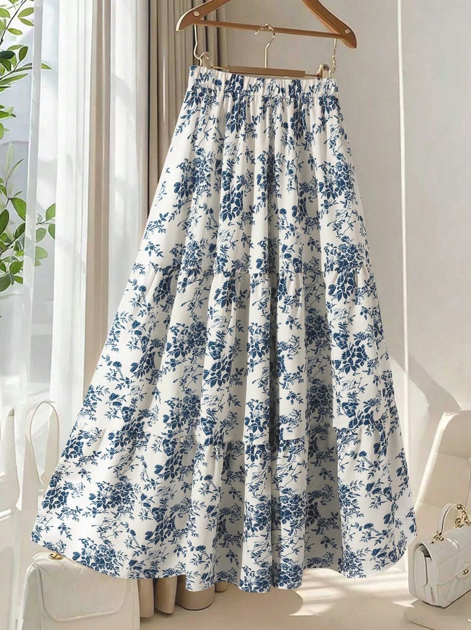 Women's Casual High-Waisted Printed Flared Skirt | Luxury Home Accessories | Heulog Glow