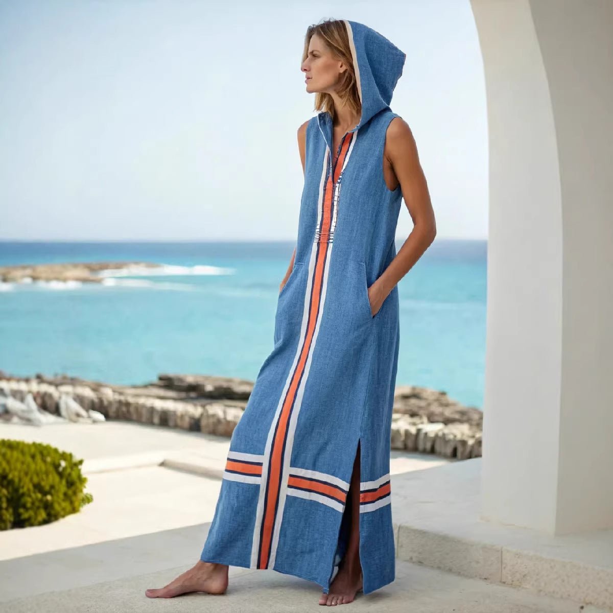 Women's Casual Sleeveless Split Dress With Two Pockets | Luxury Home Accessories | Heulog Glow