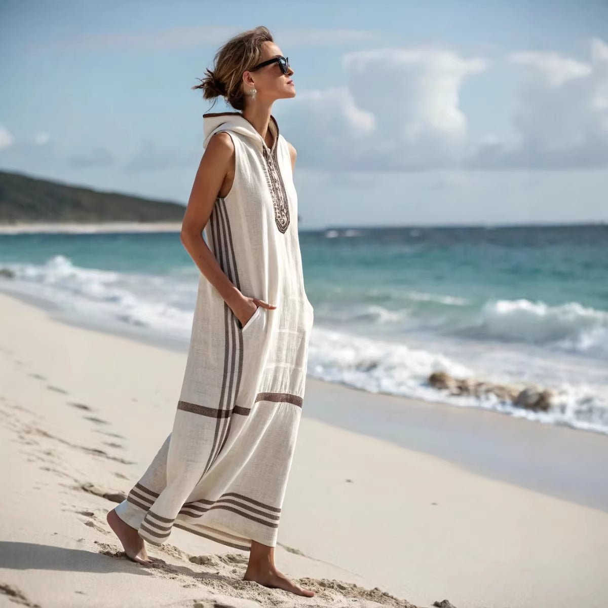 Women's Casual Sleeveless Split Dress With Two Pockets | Luxury Home Accessories | Heulog Glow