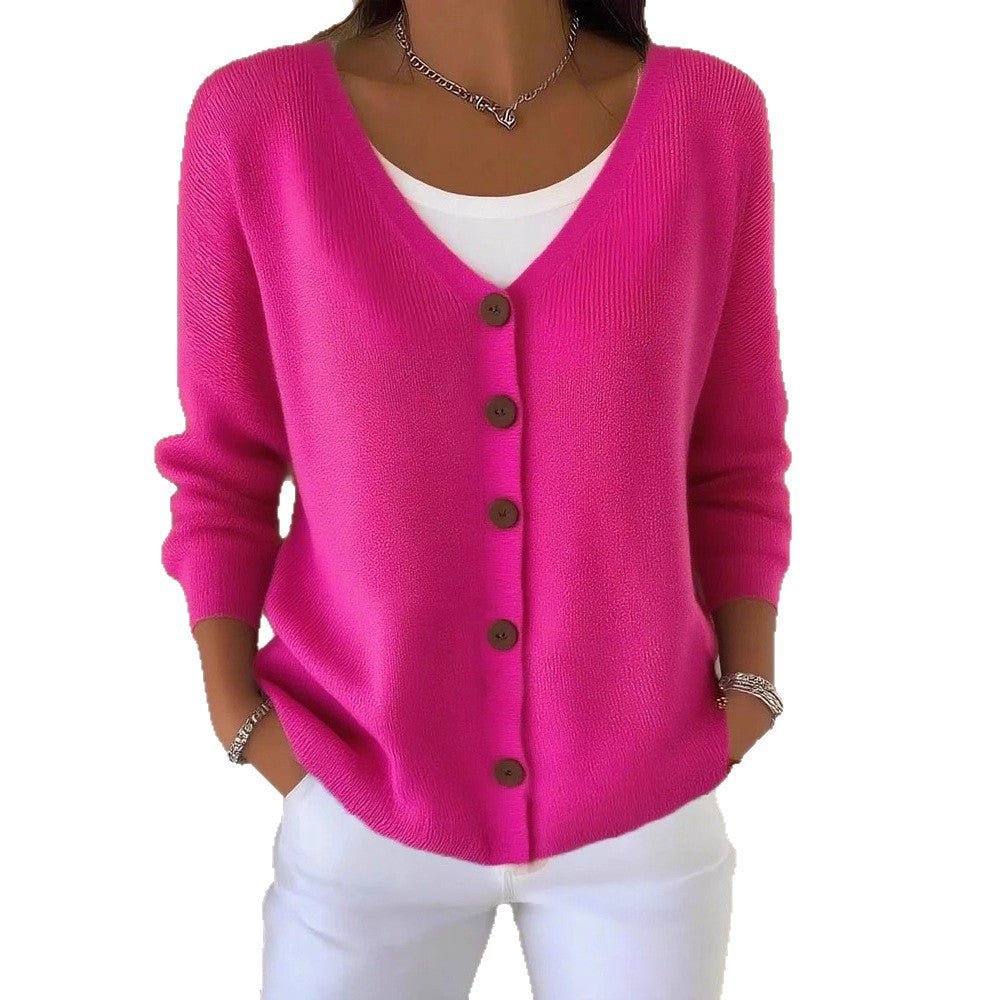 Women's Clothes Solid Color Knitted Button Cardigan Sweater | Luxury Home Accessories | Heulog Glow