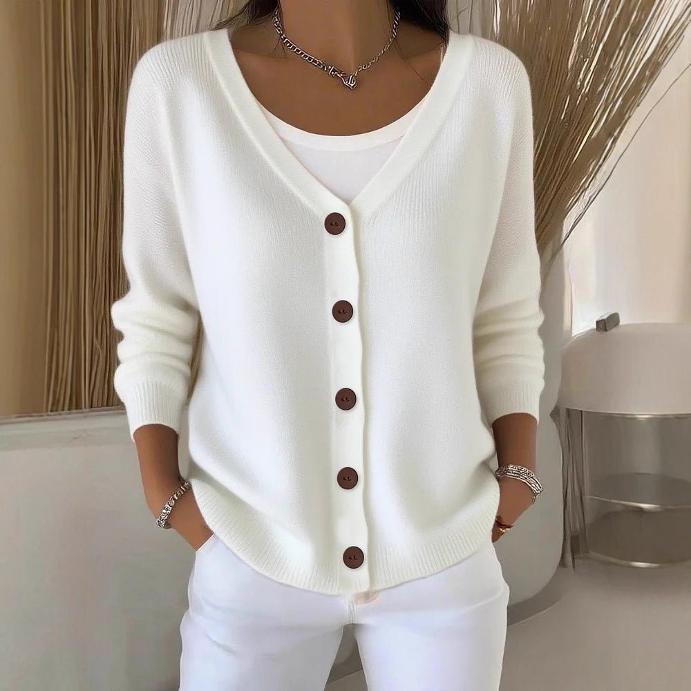 Women's Clothes Solid Color Knitted Button Cardigan Sweater | Luxury Home Accessories | Heulog Glow