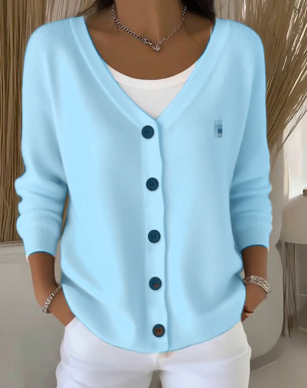 Women's Clothes Solid Color Knitted Button Cardigan Sweater | Luxury Home Accessories | Heulog Glow