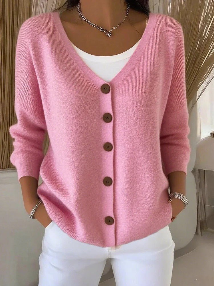 Women's Clothes Solid Color Knitted Button Cardigan Sweater | Luxury Home Accessories | Heulog Glow