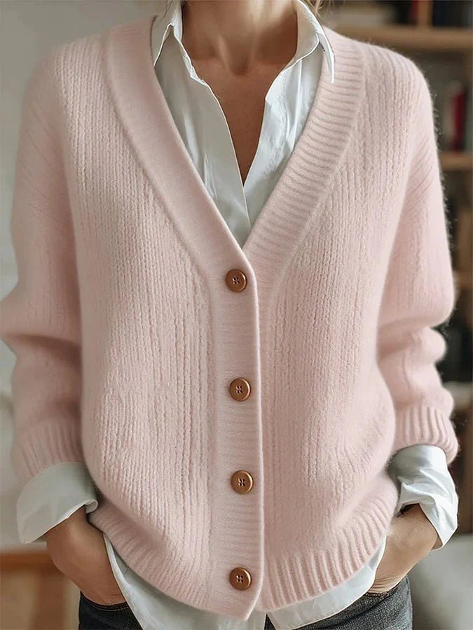 Women's Clothes Solid Color Knitted Button Cardigan Sweater | Luxury Home Accessories | Heulog Glow