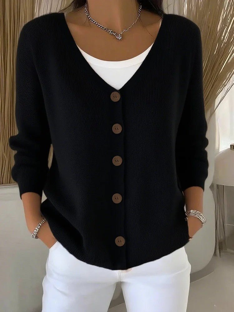 Women's Clothes Solid Color Knitted Button Cardigan Sweater | Luxury Home Accessories | Heulog Glow