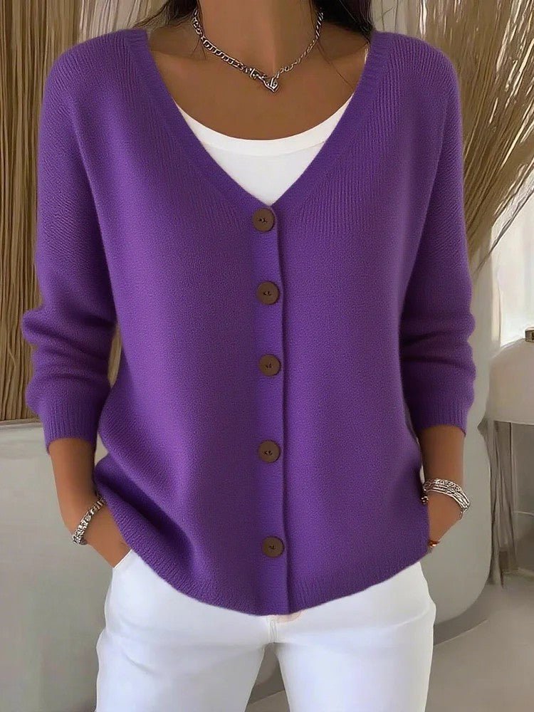 Women's Clothes Solid Color Knitted Button Cardigan Sweater | Luxury Home Accessories | Heulog Glow