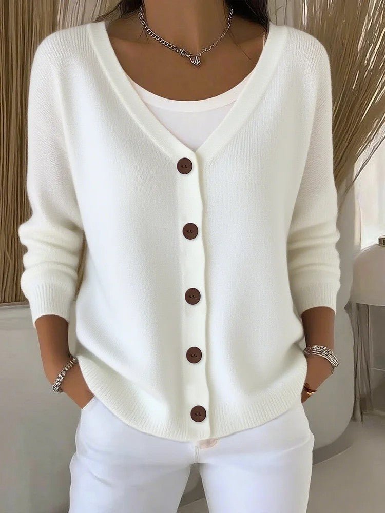 Women's Clothes Solid Color Knitted Button Cardigan Sweater | Luxury Home Accessories | Heulog Glow
