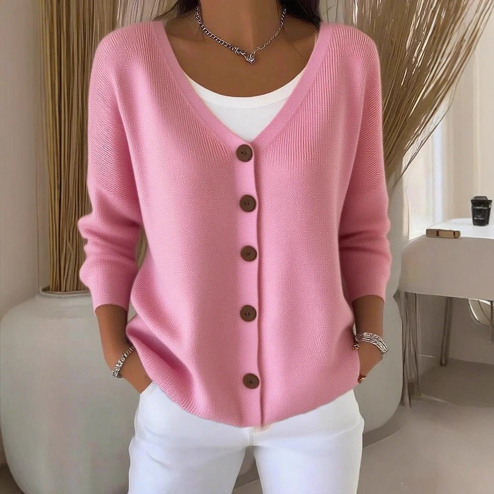Women's Clothes Solid Color Knitted Button Cardigan Sweater | Luxury Home Accessories | Heulog Glow