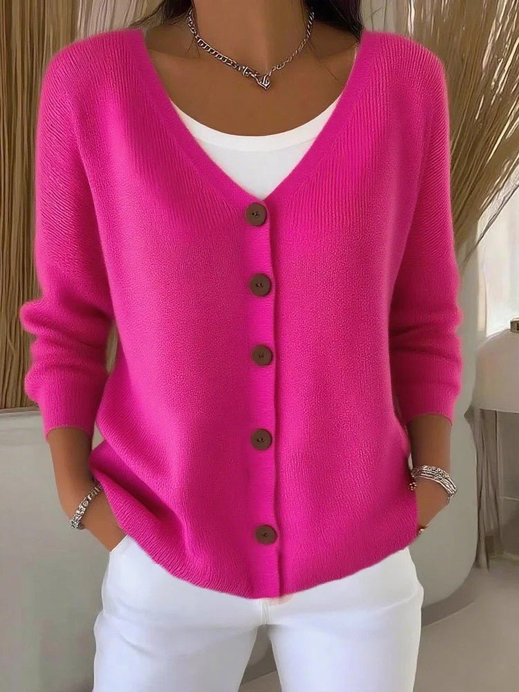 Women's Clothes Solid Color Knitted Button Cardigan Sweater | Luxury Home Accessories | Heulog Glow