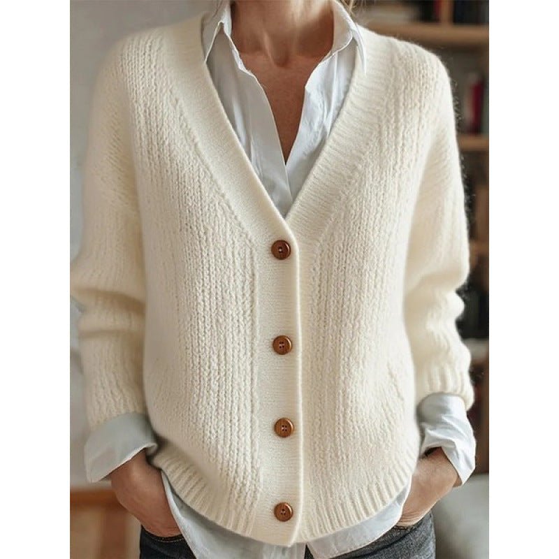 Women's Clothes Solid Color Knitted Button Cardigan Sweater | Luxury Home Accessories | Heulog Glow