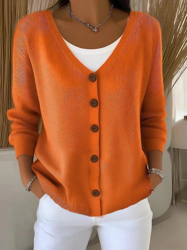 Women's Clothes Solid Color Knitted Button Cardigan Sweater | Luxury Home Accessories | Heulog Glow