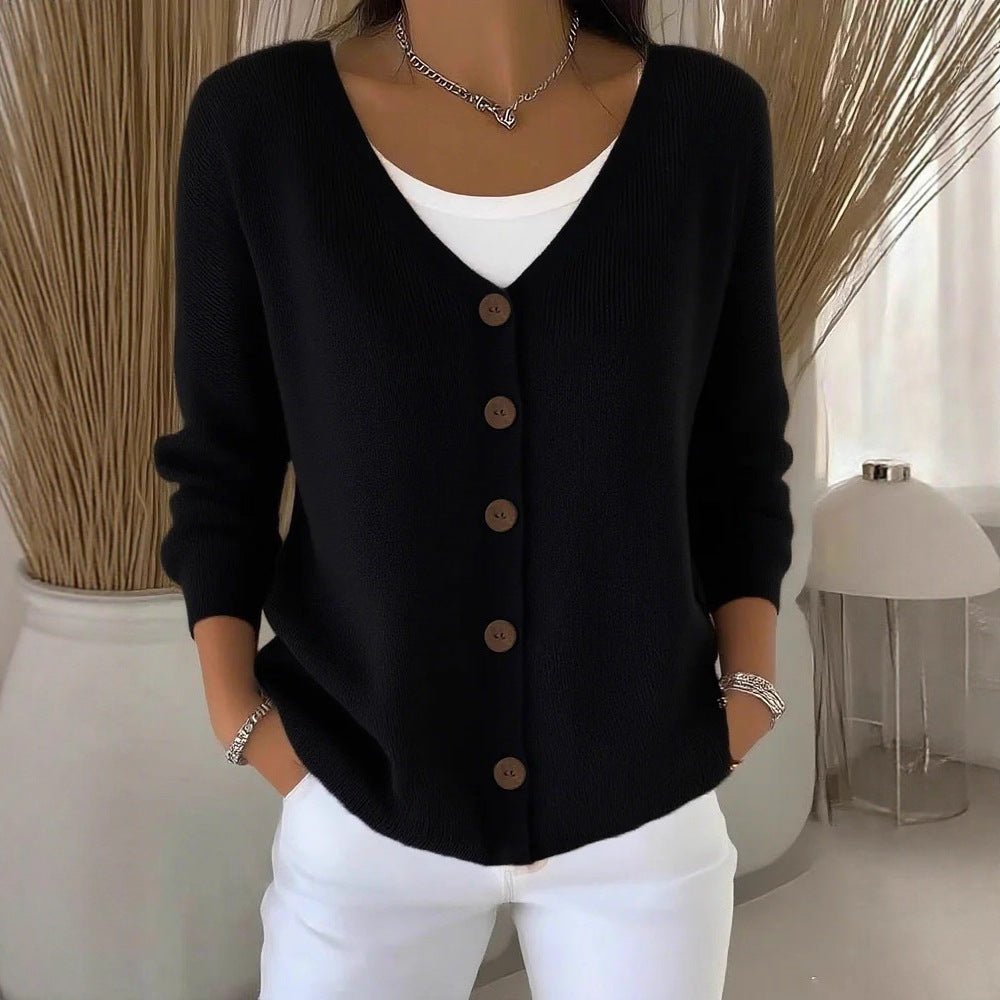 Women's Clothes Solid Color Knitted Button Cardigan Sweater | Luxury Home Accessories | Heulog Glow
