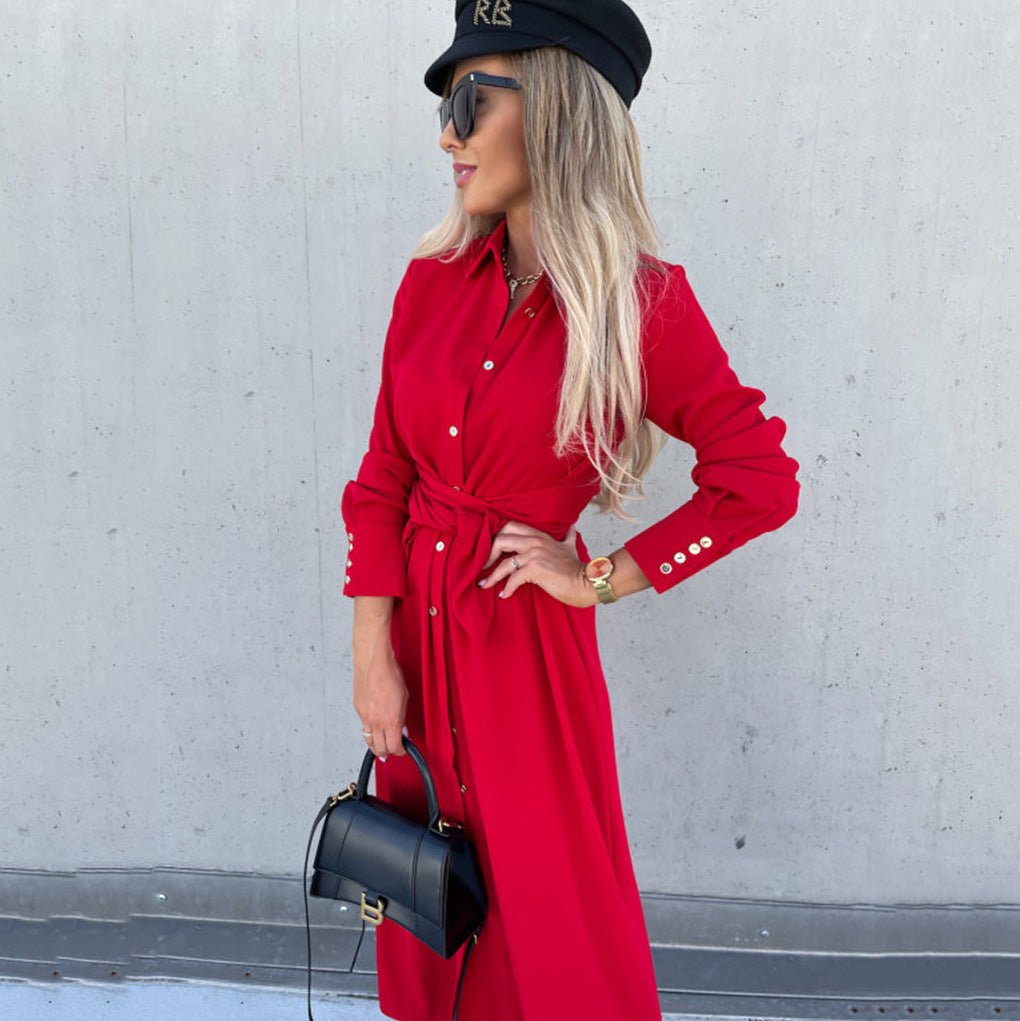 Women's Clothing Autumn And Winter Color Cardigan Long Sleeve Big Hem Dress | Luxury Home Accessories | Heulog Glow