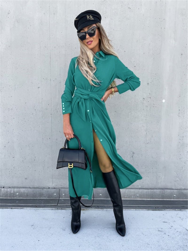 Women's Clothing Autumn And Winter Color Cardigan Long Sleeve Big Hem Dress | Luxury Home Accessories | Heulog Glow
