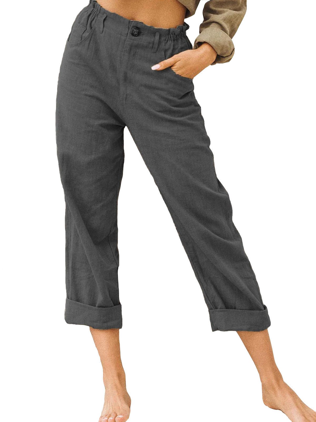 Women's Cotton Linen Patchwork Trousers | High Waist Drawstring Loose Casual Pants | 11 Colours | S–3XL | Michan Direct | Luxury Home Accessories | Heulog Glow