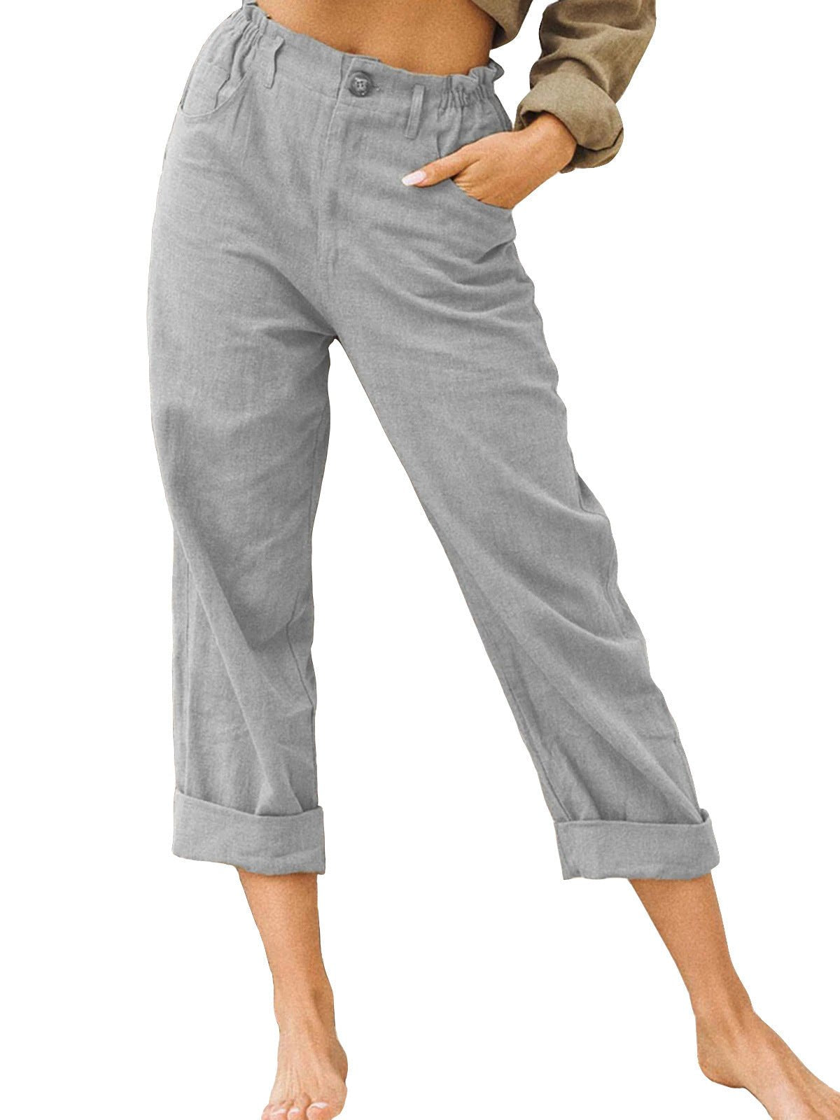 Women's Cotton Linen Patchwork Trousers | High Waist Drawstring Loose Casual Pants | 11 Colours | S–3XL | Michan Direct | Luxury Home Accessories | Heulog Glow
