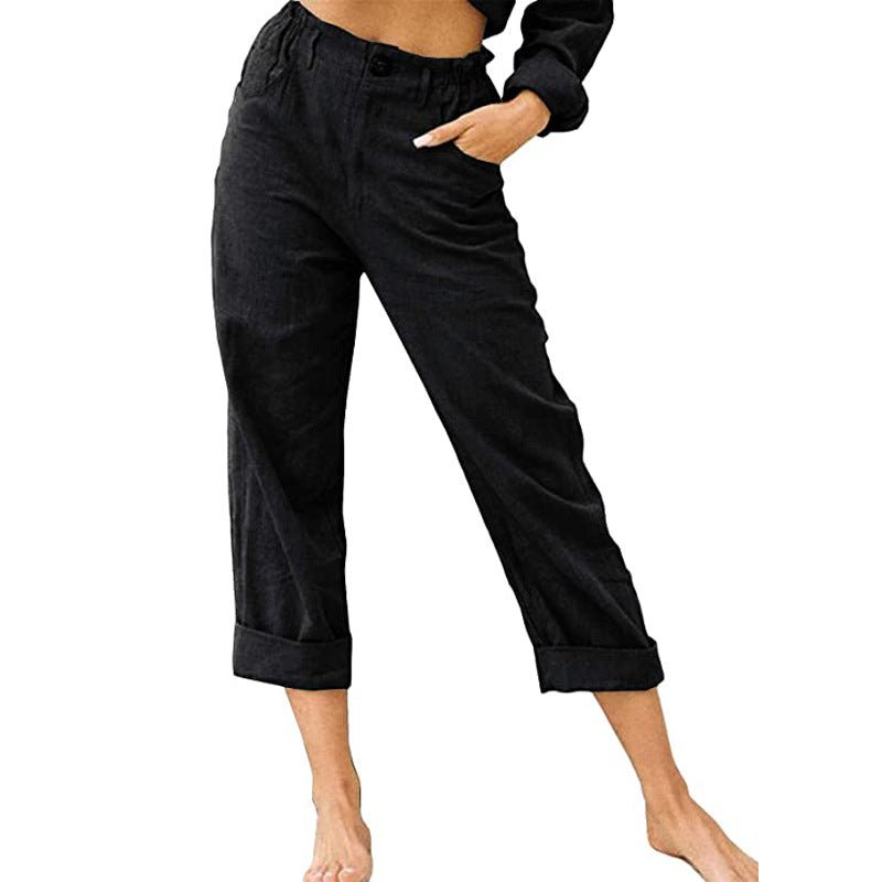 Women's Cotton Linen Patchwork Trousers | High Waist Drawstring Loose Casual Pants | 11 Colours | S–3XL | Michan Direct | Luxury Home Accessories | Heulog Glow