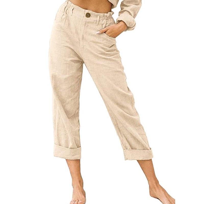 Women's Cotton Linen Patchwork Trousers | High Waist Drawstring Loose Casual Pants | 11 Colours | S–3XL | Michan Direct | Luxury Home Accessories | Heulog Glow