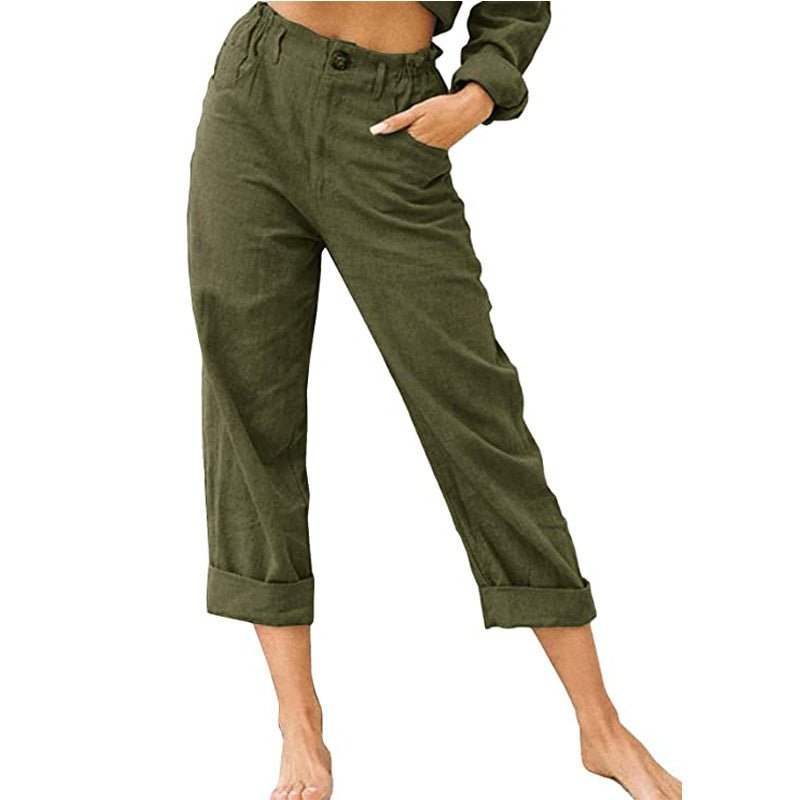 Women's Cotton Linen Patchwork Trousers | High Waist Drawstring Loose Casual Pants | 11 Colours | S–3XL | Michan Direct | Luxury Home Accessories | Heulog Glow