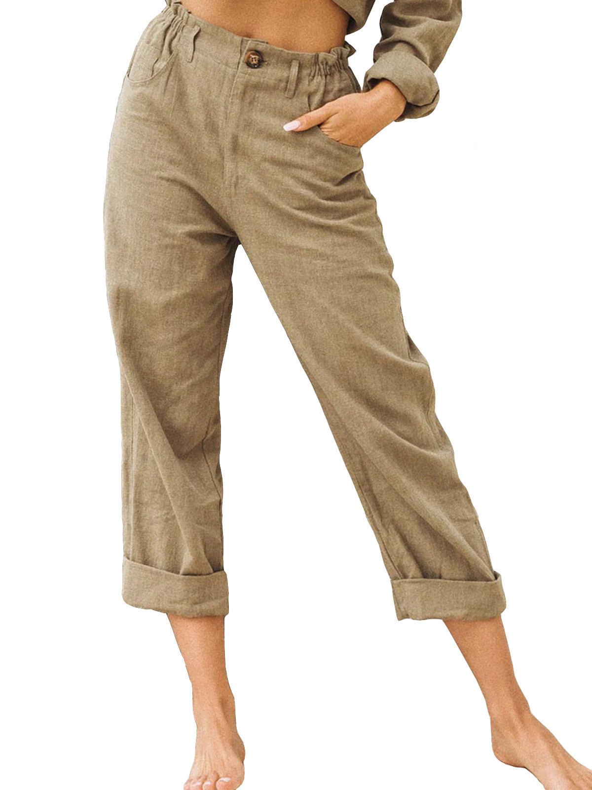 Women's Cotton Linen Patchwork Trousers | High Waist Drawstring Loose Casual Pants | 11 Colours | S–3XL | Michan Direct | Luxury Home Accessories | Heulog Glow