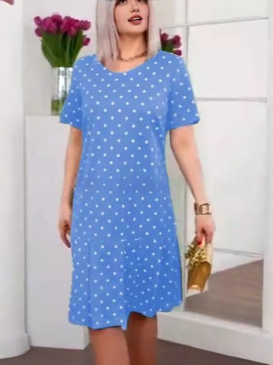 Women's Crew-Neck Short-Sleeve Button-Up Dress | Luxury Home Accessories | Heulog Glow