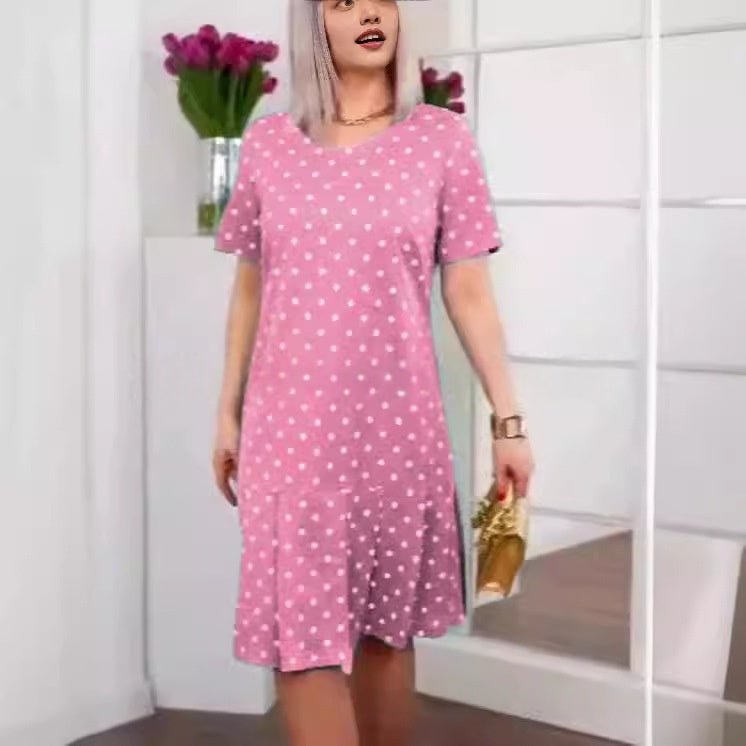 Women's Crew-Neck Short-Sleeve Button-Up Dress | Luxury Home Accessories | Heulog Glow
