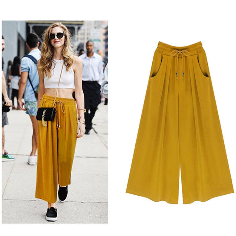 Women's Elastic Waist Tie Rope Wide Leg Pants | Luxury Home Accessories | Heulog Glow