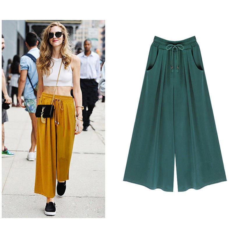 Women's Elastic Waist Tie Rope Wide Leg Pants | Luxury Home Accessories | Heulog Glow