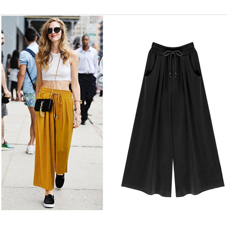 Women's Elastic Waist Tie Rope Wide Leg Pants | Luxury Home Accessories | Heulog Glow