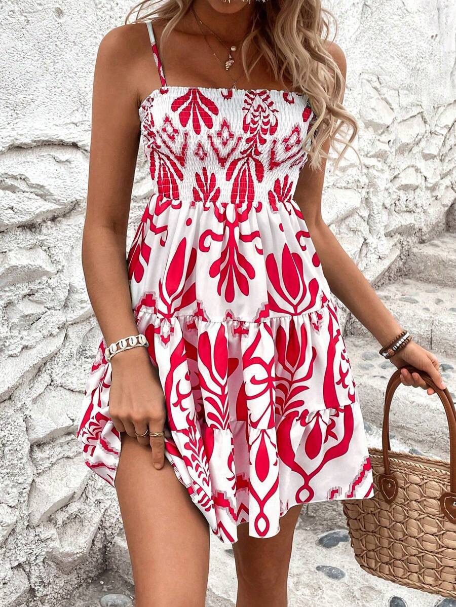 Women's Fashion Plant Print Gathered Cami Dress | Luxury Home Accessories | Heulog Glow