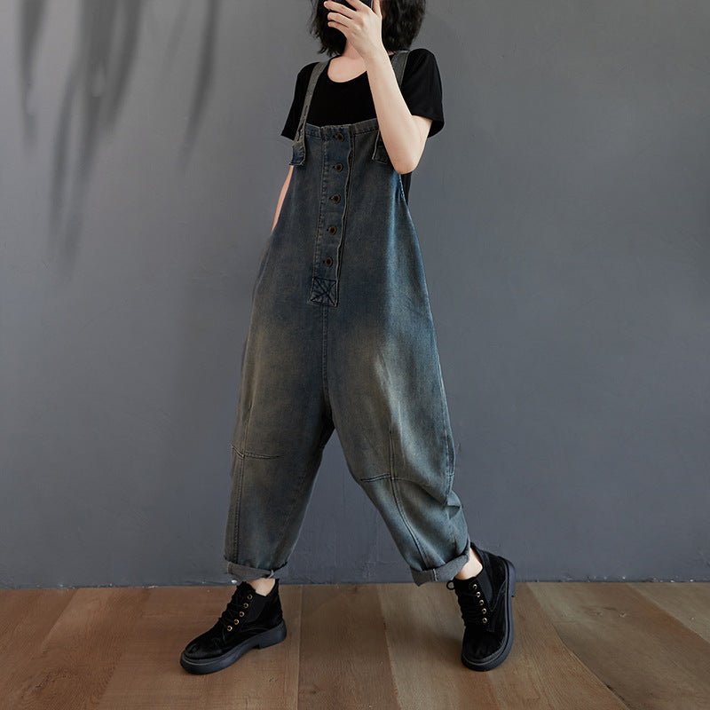 Women's Fat Sister Casual Nostalgic Denim Overalls | Luxury Home Accessories | Heulog Glow