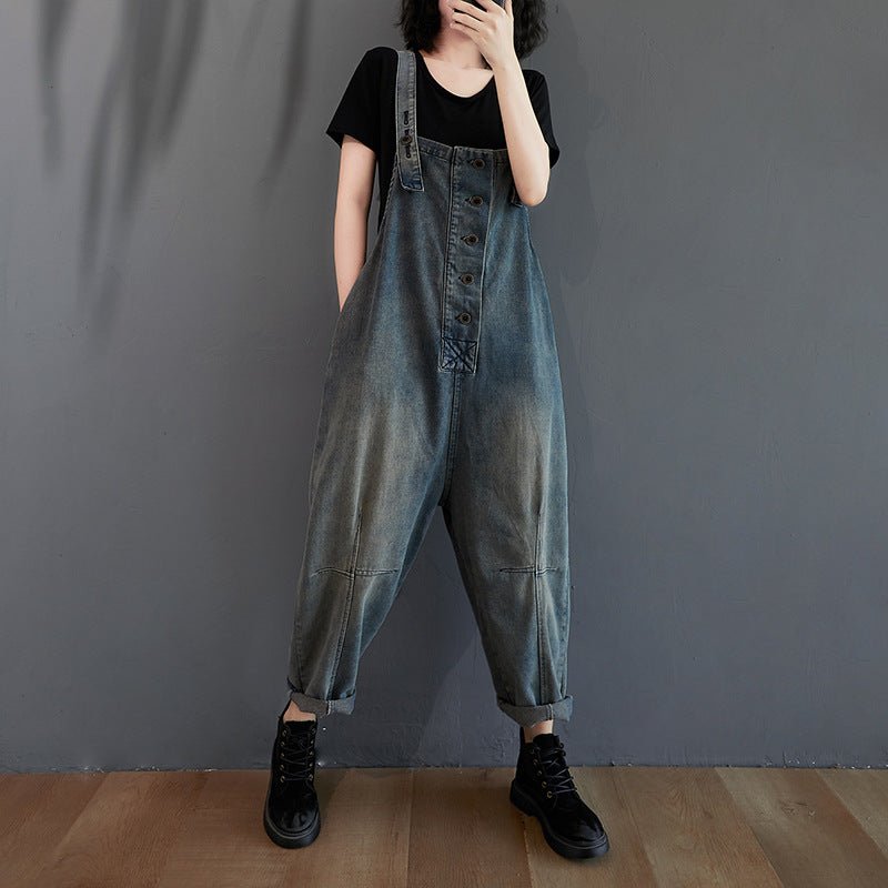 Women's Fat Sister Casual Nostalgic Denim Overalls | Luxury Home Accessories | Heulog Glow
