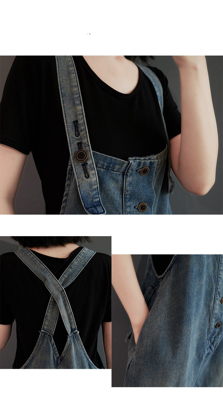 Women's Fat Sister Casual Nostalgic Denim Overalls | Luxury Home Accessories | Heulog Glow