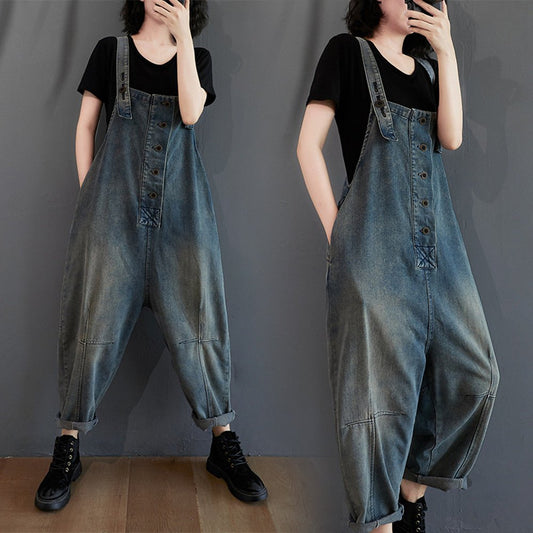 Women's Fat Sister Casual Nostalgic Denim Overalls | Luxury Home Accessories | Heulog Glow