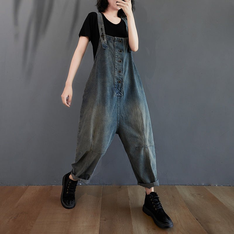 Women's Fat Sister Casual Nostalgic Denim Overalls | Luxury Home Accessories | Heulog Glow