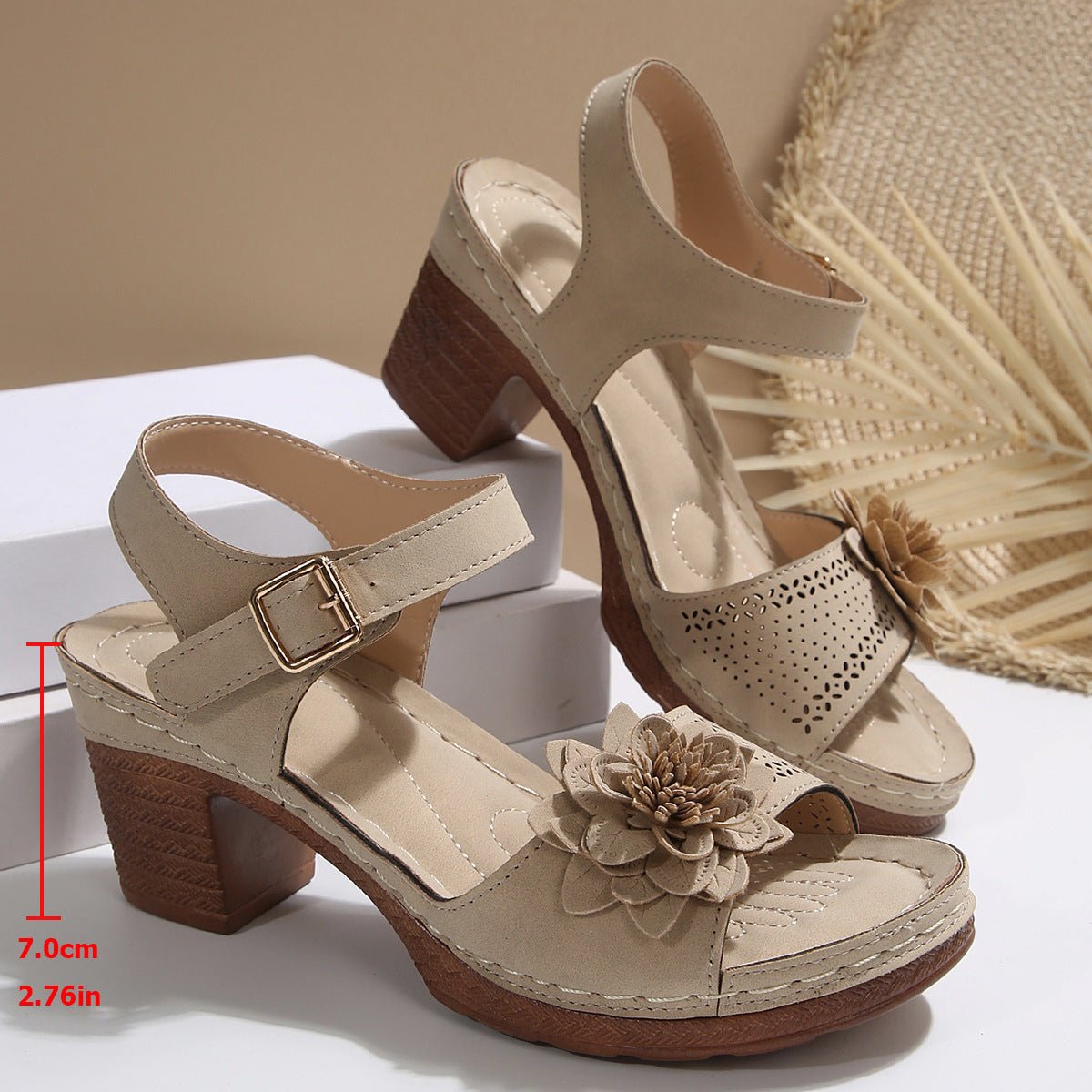 Women's Flowers Chunky Heel Sandals Summer Plus Size Platform Shoes | Luxury Home Accessories | Heulog Glow