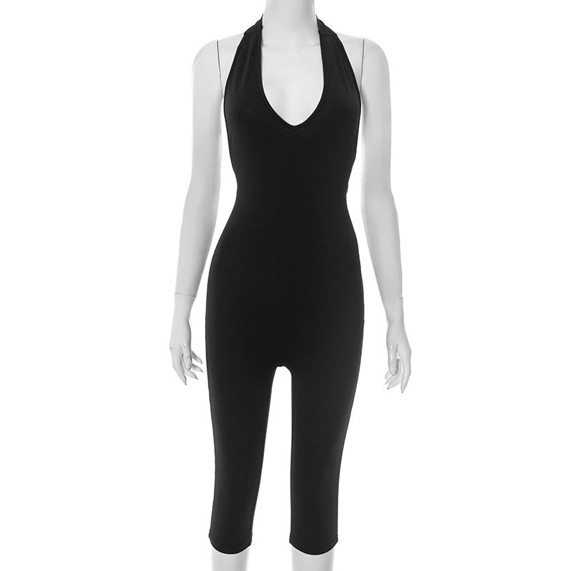 Women's Halter Deep V-Neck High-Slit Backless Cropped Jumpsuit | Luxury Home Accessories | Heulog Glow