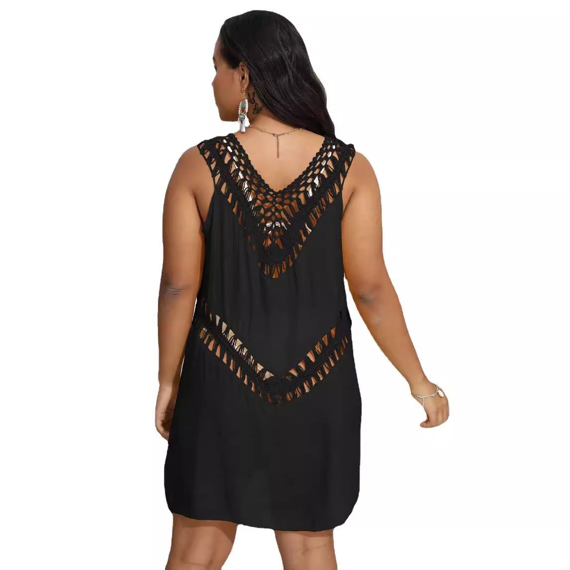 Womens Hand-Crocheted Patchwork Vest Dress Beach Bikini Cover-Up | Luxury Home Accessories | Heulog Glow