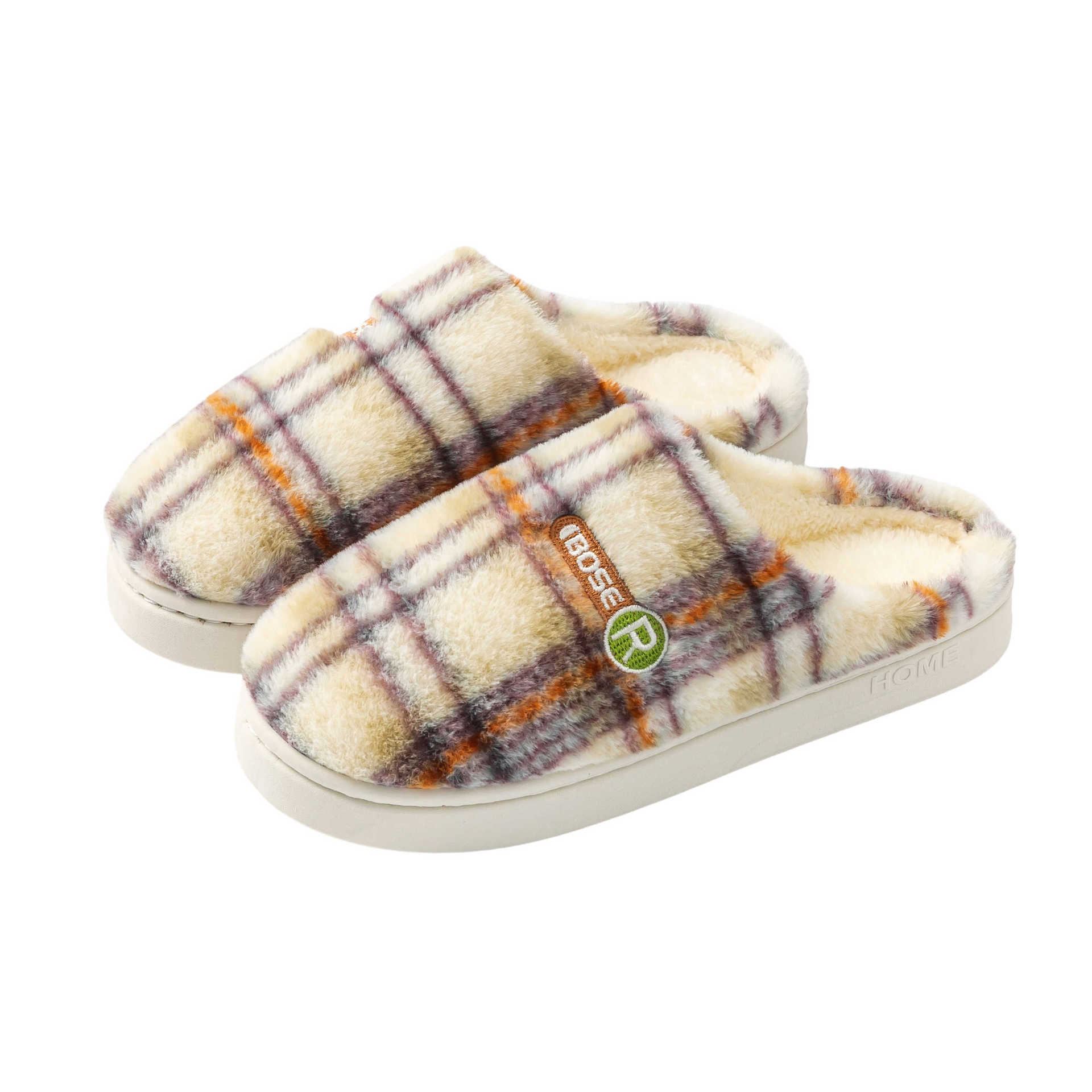 Women's Home Plush Warm Non-slip Plaid Cotton Shoes | Luxury Home Accessories | Heulog Glow