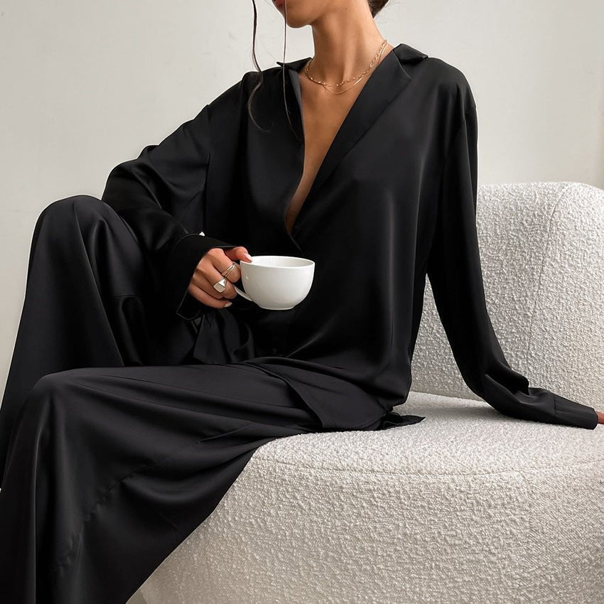 Women's Home Silk Pure Color Pajamas | Luxury Home Accessories | Heulog Glow