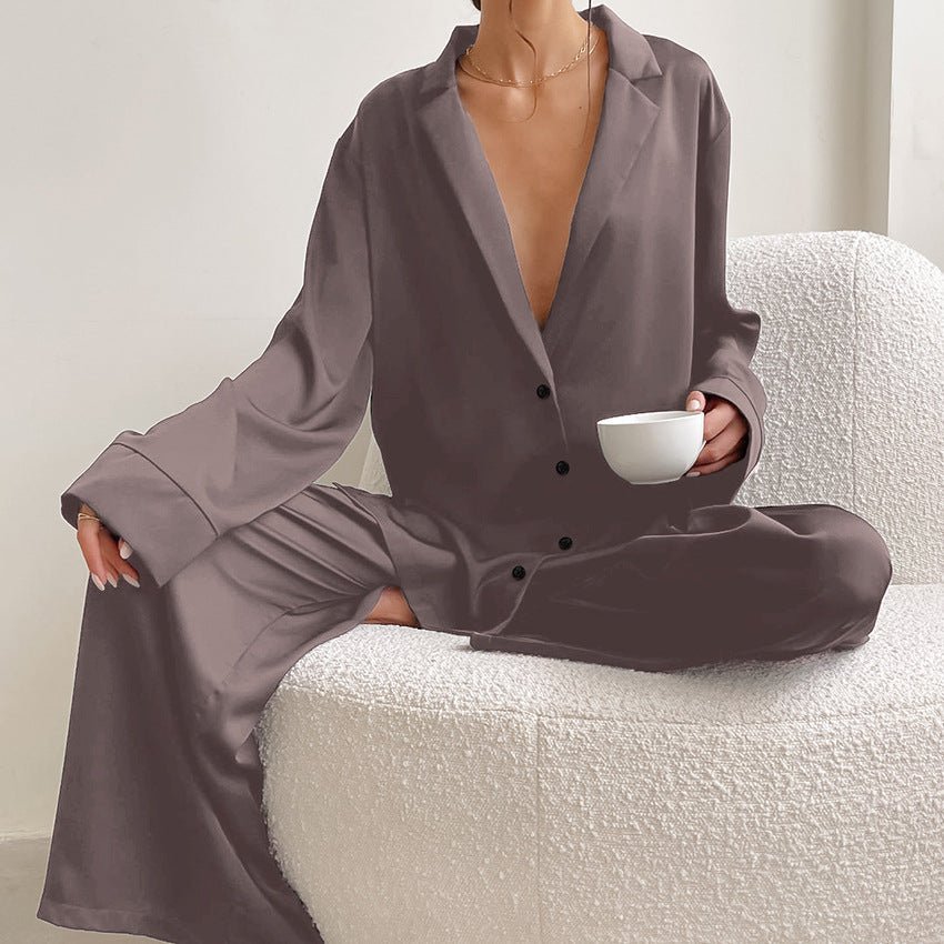 Women's Home Silk Pure Color Pajamas | Luxury Home Accessories | Heulog Glow