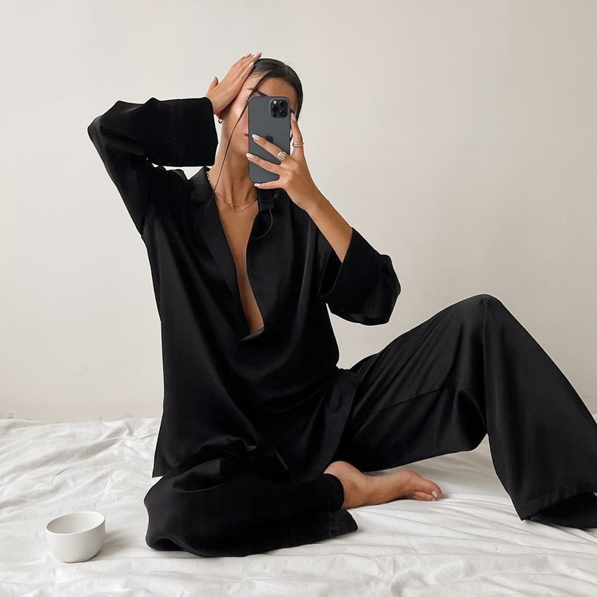 Women's Home Silk Pure Color Pajamas | Luxury Home Accessories | Heulog Glow