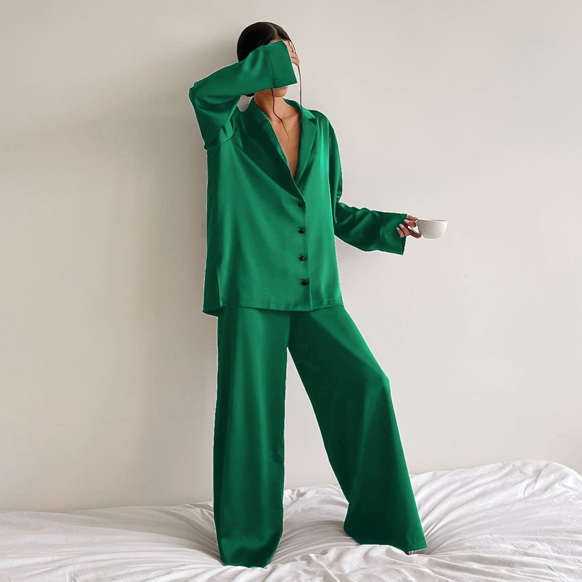 Women's Home Silk Pure Color Pajamas | Luxury Home Accessories | Heulog Glow